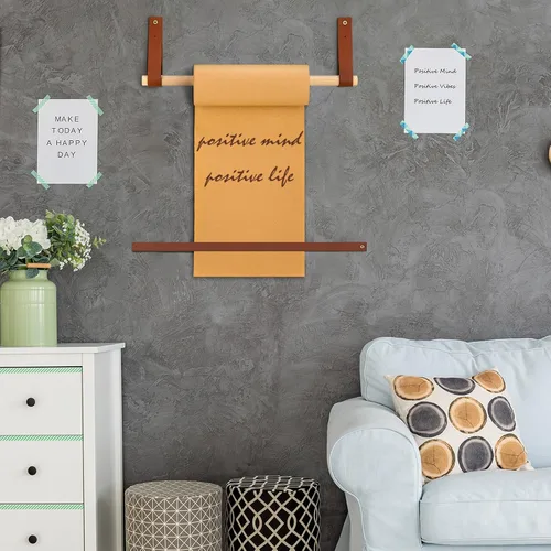 Miniatura 4 de Lincia - Dispensador de rollo de papel kraft de 10 cm montado en la pared, 50 metros, marrón, para listas de la compra, notas, manualidades, papel