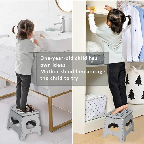 Miniatura 7 de Taburete plegable antideslizante, lo suficientemente resistente y seguro, soporta hasta 300 libras, taburete de 11 pulgadas para adultos o niños