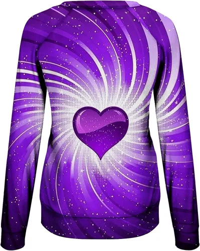 Miniatura 5 de Camisetas para el día de San Valentín para mujer, con estampado de corazón, cuello redondo, sudaderas raglán