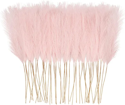Miniatura 10 de obbsie 50 piezas de decoración de hierba de pampa falsa naranja quemado, 21.6 pulgadas de hierba pomposa artificial corta de otoño, ramas de hierba