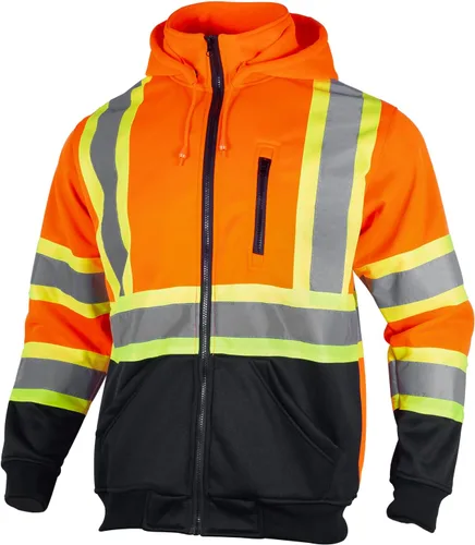 Miniatura 8 de VENDACE Sudadera de forro polar reflectante de alta visibilidad ANSI Clase 1 con capucha desmontable para hombres (Azul real, L)