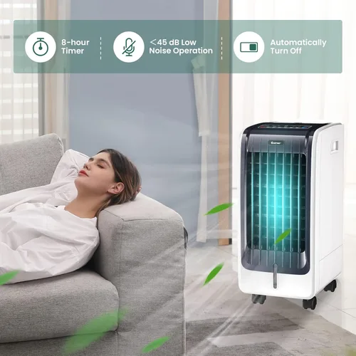 Miniatura 5 de COSTWAY Enfriador de aire evaporativo portátil para habitación, enfriador de aire portátil 3 en 1 con control remoto, temporizador de 8 horas, 2