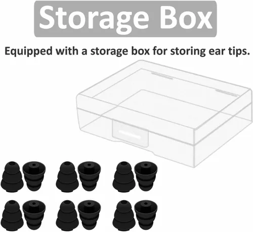 Miniatura 4 de Tamaño pequeño, 6 pares de triple brida compatibles con puntas Shure SE215 Pro, reducción de ruido con orificio de conector de 0.079 in, auriculares
