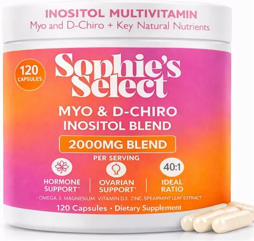 Myo-inositol y D-Chiro Inositol 2000 mg por porción - Suplemento de inositol para mujeres Fórmula 40:1 con menta verde, vitamina D3, zinc y magnesio