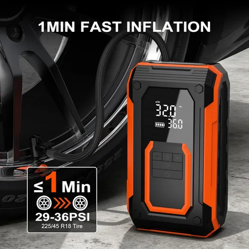 Miniatura 2 de ZSX Inflador de neumáticos, compresor de aire portátil, bomba de aire inalámbrica de 150 PSI para neumáticos de automóvil, doble potencia, batería