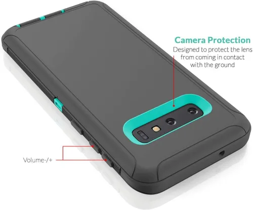 Miniatura 2 de Carcasa rígida protectora para Samsung Galaxy S10 Plus, diseño de doble capa, Negro-Negro