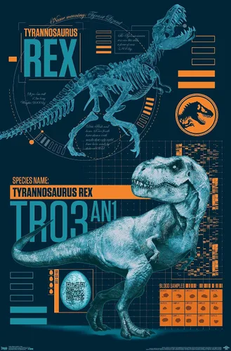 Miniatura 10 de Trends International Jurassic World: Fallen Kingdom - Póster de pared T-Rex, 14.725 x 22.375 pulgadas, versión enmarcada de madera de granero