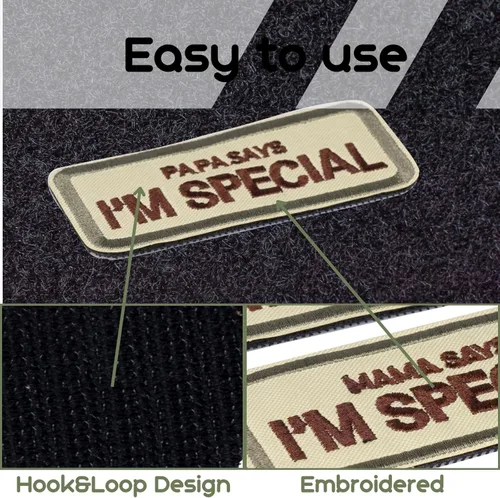 Miniatura 6 de Parche original para perro, táctico, militar, mascota, papá, dice que soy especial, emblema de moral marrón bordado, parche de gancho y bucle