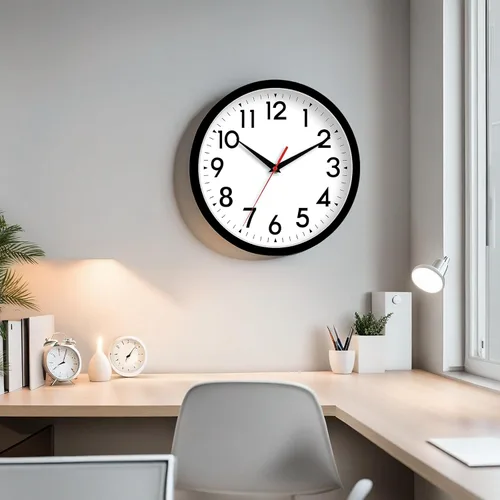 Miniatura 7 de DAXSMY Reloj de pared analógico pequeño de 8 pulgadas, silencioso, sin tictac, funciona con pilas, moderno, simple, decorativo, para cocina, A-negro