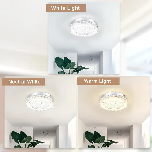 Miniatura 3 de Lámpara de techo de cristal de montaje al ras, lámpara de techo LED moderna de 8.3 pulgadas, lámparas de araña de cristal regulables