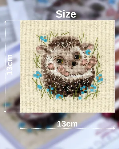 Miniatura 8 de RIOLIS - Little Hedgehog 1753, kits de punto de cruz de animales 5,12" x 5,12, kits de punto de cruz para principiantes y avanzados, kit de punto