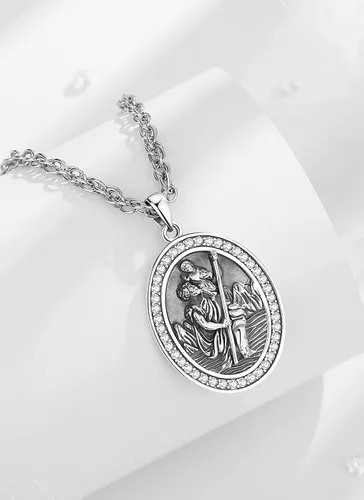 Miniatura 211 de CELESTIA Medallas de plata de ley 925 San Miguel/San Cristóbal/San Benito/San Gabriel/Virgen María/Jesús/Caravaca/Metatrón/Sello de los Siete