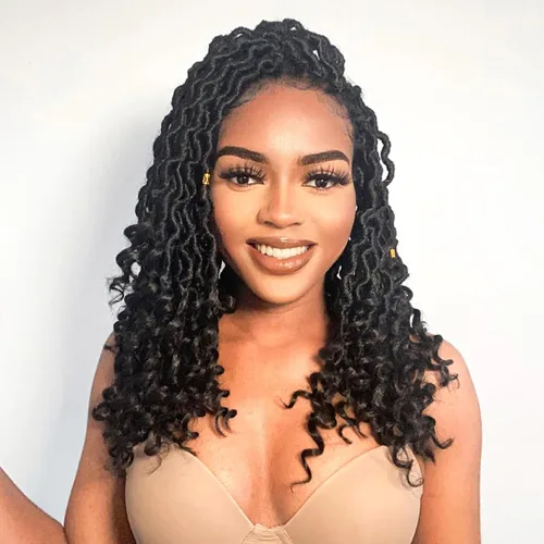 Miniatura 38 de Karida Rastas de cabello sintético de ganchillo de 18 pulgadas, 8 paquetes de cabello de ganchillo preanudado de diosa, rastas sintéticas onduladas