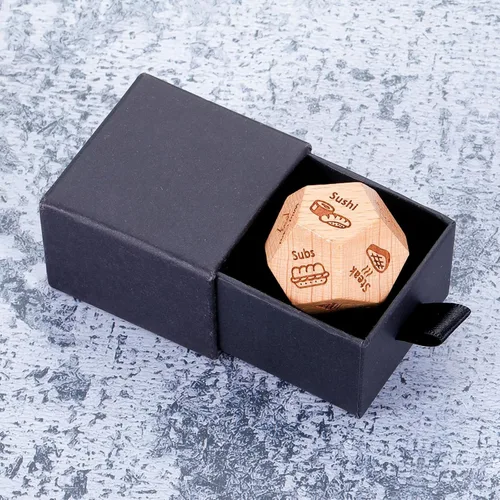 Miniatura 8 de Dados de madera para decisiones de alimentos para mujeres y hombres, regalos de cumpleaños de aniversario para novio, novia, dados divertidos
