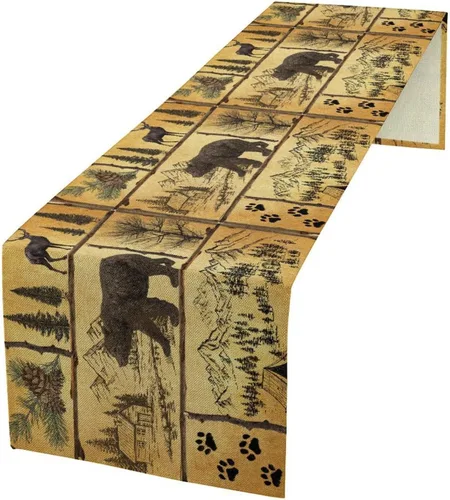 Miniatura 16 de Camino de mesa con diseño de patas de perro, lindo animal con estampado de patas de cachorro, decoración de fiesta de cumpleaños, casa de campo