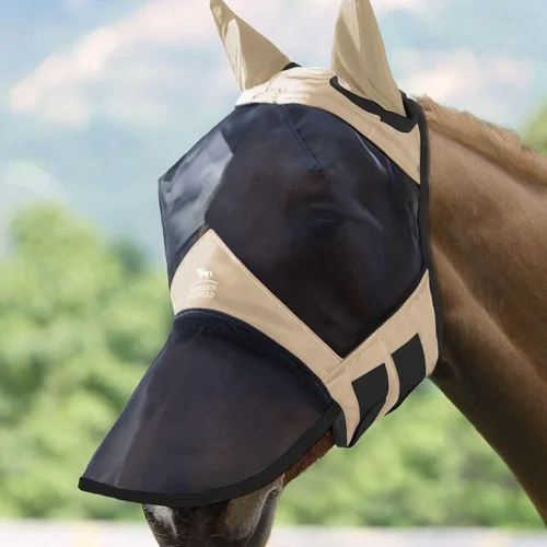 Miniatura 19 de Harrison Howard CareMaster Pro - Máscara luminosa para mosca de caballo, gran espacio para los ojos, nariz larga con orejas, protección UV para Azul