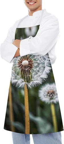 Miniatura 4 de Personalized Winter White Dandelion Adult Apron, Kitchen Cooking Aprons for Woman Man, Adjustable Bib Apron with Pocket for Baking, BBQ Crafting