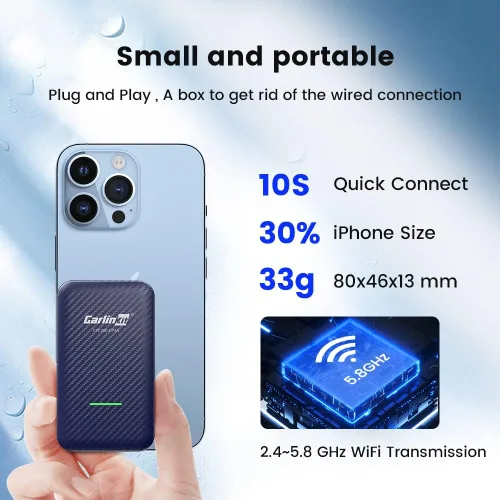 Miniatura 6 de CarlinKit Adaptador inalámbrico CarPlay 4.0, dongle inalámbrico Android Auto para automóviles CarPlay con cable OEM, actualización OTA 2026-2 en 1,5