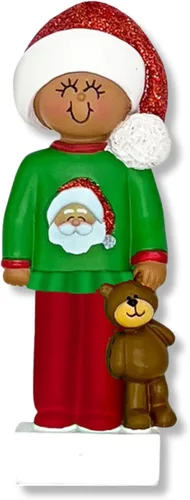 Miniatura 3 de Ornaments by Elves - Adorno de Navidad personalizado para niños en Navidad 2025 - Adorno de pijama afroamericano personalizado para decoración