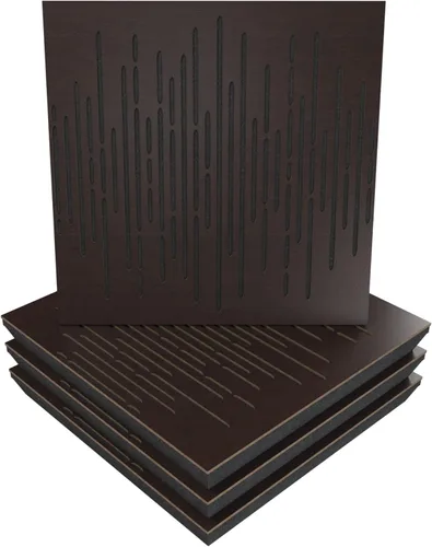 Miniatura 10 de Panel acústico difuso de absorción de sonido, «onda» para estudio de grabación Laminado en madera: (Sonoma), (paquete de 4)