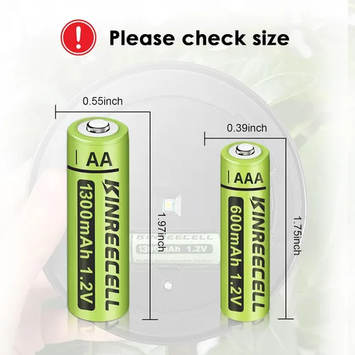 Miniatura 6 de Baterías AA recargables, baterías solares Ni-MH doble A de alta capacidad 1.2 V precargadas para luces solares al aire libre (AA-1300mAh-12pack)
