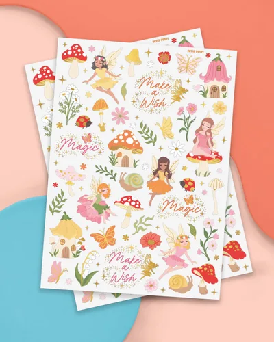 Miniatura 2 de xo, Fetti Woodland Fairy - Tatuajes temporales – 84 estilos de aluminio Suministros de cumpleaños de princesa mágica, decoraciones de baby shower