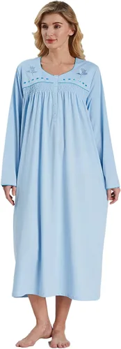Miniatura 7 de Keyocean - Camisón para mujer, 100% algodón, suave, cálido, cómodo, ropa de dormir y descanso para otoño e invierno