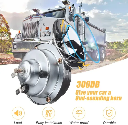 Miniatura 5 de 2 bocinas de tren súper ruidosas, caracol eléctrico de aire para automóvil, doble bocina, kit de repuesto de bocinas de aire impermeables de 12 V