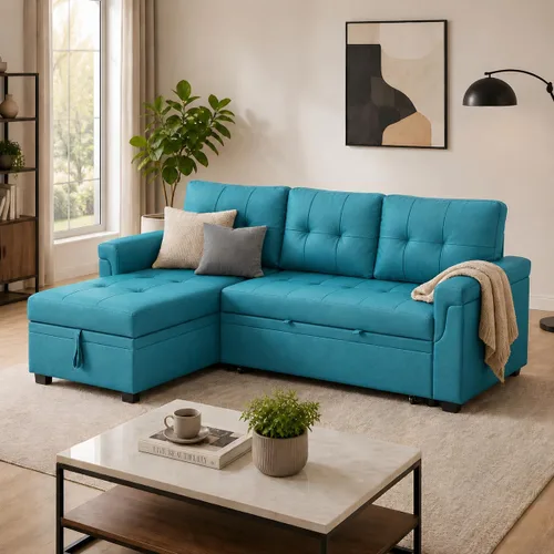 Miniatura 17 de Naomi Home Transforma Cualquier Espacio: Sofá Seccional Reclinable con Sofá Cama Convertible y Chaise Acogedora. Encuentra Comodidad Tranquila