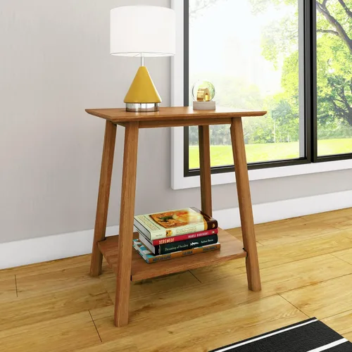 Miniatura 10 de Max & Lily Mesita de noche, mesita de noche moderna de madera maciza de mediados de siglo, mesa auxiliar de almacenamiento para dormitorio, mesita