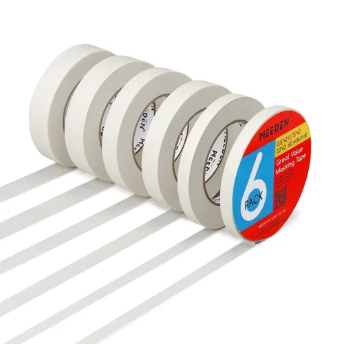 Miniatura 9 de MEEDEN 5 paquetes de cintas blancas para artistas, 0.2 pulgadas, 0.5 pulgadas, 0.75 pulgadas, 1.0 pulgadas, 1.4 pulgadas x 60 yardas, cinta adhesiva