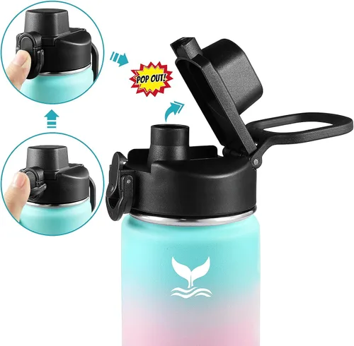 Miniatura 5 de Vmini Tapa compatible con botella de agua deportiva Hydro Flask de boca ancha, mango grande, fácil de transportar, compatible con la mayoría