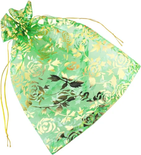 Miniatura 18 de 8 x 12 pulgadas 100 bolsas de flores de corazón con cordón de organza bolsa de regalo de joyería bolsa de dulces con cordón de regalo de boda