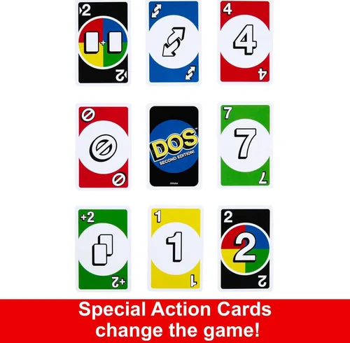 Miniatura 5 de Mattel Games DOS Juego de cartas de segunda edición para niños y familias, baraja accesible para daltónicos para grupos y fiestas