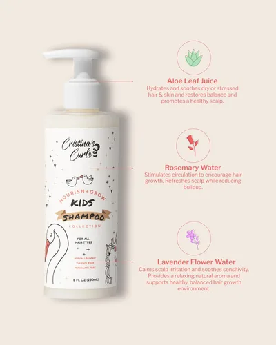 Miniatura 3 de Cristina's Curls Champú para niños: limpieza suave del cuero cabelludo que aumenta la acumulación sin sequedad