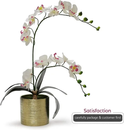 Miniatura 6 de WGVI Jarrón cilíndrico de cerámica grabada en oro, ancho de 6.5 pulgadas de alto, 6 pulgadas, arreglos florales, portavelas, maceta de terrario