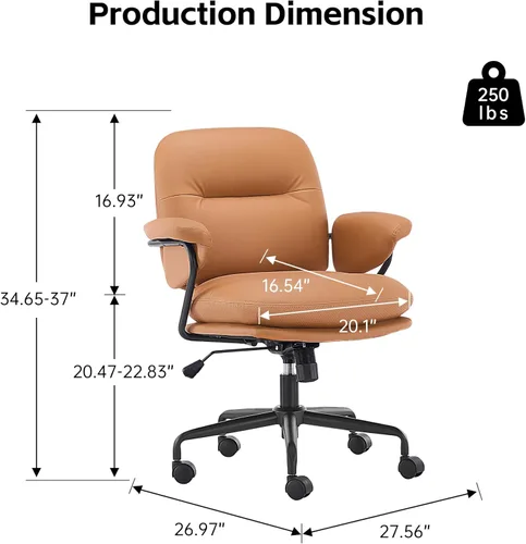 Miniatura 2 de Sillas ergonómicas de oficina en casa, silla de oficina de piel, cómoda silla de oficina con reposabrazos acolchados, silla de computadora cómoda