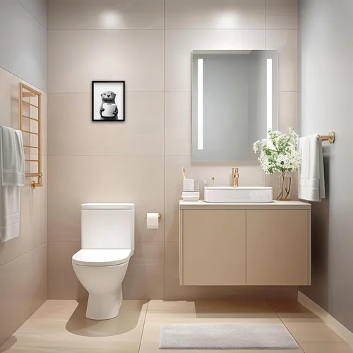 Miniatura 3 de Arte de pared enmarcado para baño, arte de pared divertido para decoración de baño, impresiones artísticas de animales de foca sosteniendo pañuelo