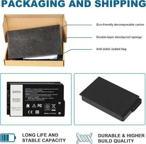 Miniatura 7 de 34Wh J7HTX - Batería de repuesto para laptop Dell Latitude 7202 7212 7220 Rugged Extreme Tablet T03H T03H002 T03H T03H003 Series 02JT7D 2JT7D J82G5
