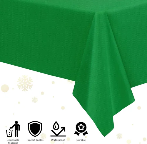 Miniatura 5 de durony 24 manteles de plástico desechables de color rojo, verde y blanco, impermeables, para Navidad, 54 x 108 pulgadas, manteles decorativos