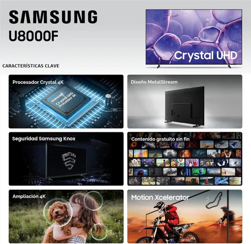 Miniatura 3 de Samsung Smart TV Crystal UHD U8000F 4K de 43 pulgadas (modelo 2025) Contenido gratuito sin fin, procesador, diseño MetalStream, Knox Security, Alexa