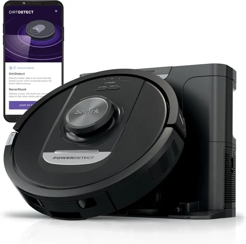 Shark PowerDetect Robot Aspiradora con base autovaciante con tecnología NeverStuck, limpieza profunda automática en alfombras y suelos duros,