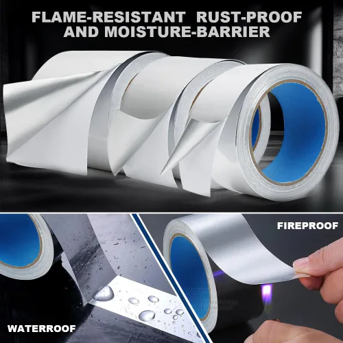 Miniatura 5 de Cinta adhesiva de papel de aluminio resistente de 3.9 mil, 3 pulgadas x 22 yardas, aislamiento resistente al calor, sellado y parche de alta