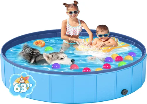 Miniatura 10 de YSJILIDE Piscina plegable para perros, piscina portátil de PVC para mascotas, baño plegable de plástico para perros y niños grandes, medianos y Azul