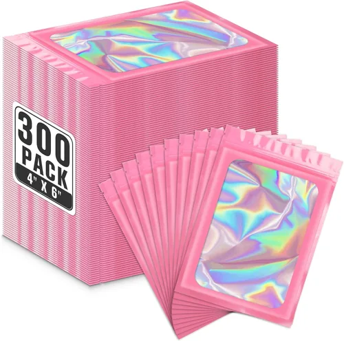 Miniatura 13 de ANZNKU 300 bolsas holográficas de Mylar resellables, bolsas resellables de 4x6 pulgadas para pequeñas empresas, bolsa de kit para resaca a prueba