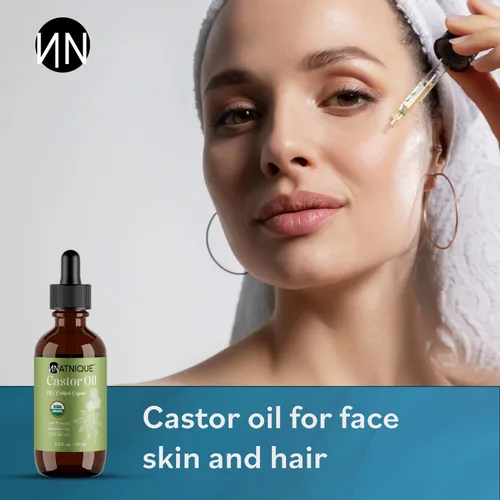 Miniatura 8 de Natnique Aceite de ricino orgánico certificado por USDA, aceite 100% puro prensado en frío sin refinar para el crecimiento del cabello, pestañas