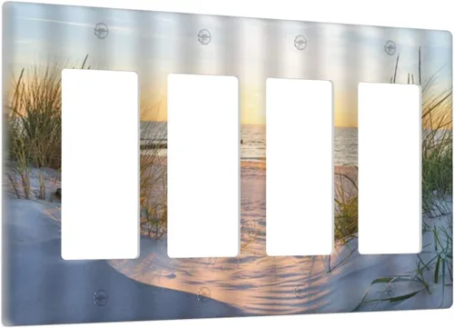 Miniatura 10 de Placa de pared de 1 cuadrilla, diseño de playa, océano, amanecer, mar, atardecer, cubierta de interruptor de luz en blanco, decorativo, sin