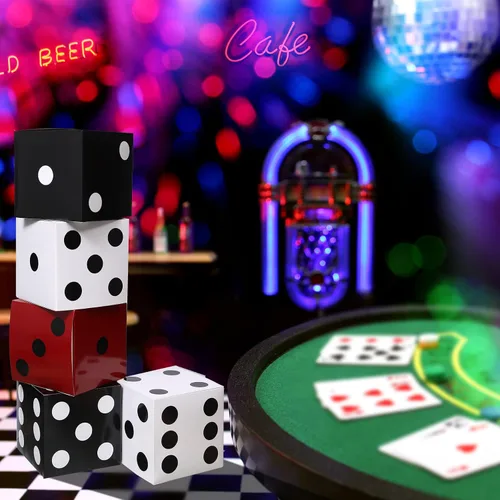 Miniatura 6 de Ctosree 12 Piezas Cajas Grandes de Dados de Casino de 11 Pulgadas Decoración de Fiesta Temática de Casino Noche Temática de Las Vegas Dados Gigantes