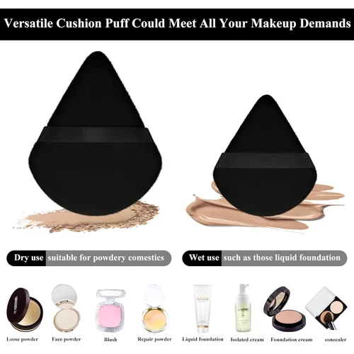 Miniatura 3 de Esponja para polvo de cara con forma de triángulo, 12 piezas, para polvo suelto, suave, base cosmética, esponja mineral para productos en polvo
