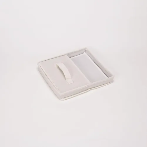 Miniatura 6 de Household Essentials 111 Caja de almacenamiento con tapa y asa, lona beige natural, tamaño mediano, ribete natural